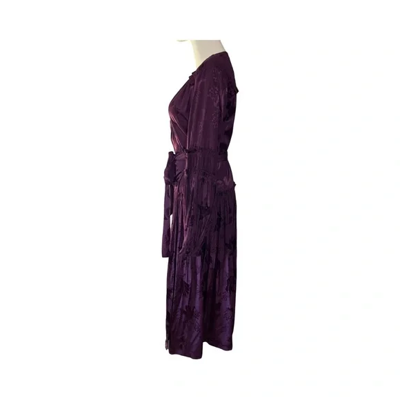 NWT Anthropologie Wrap Dress Eggplant Purple Color Women’s Sizes Med And Small - Picture 3 of 11